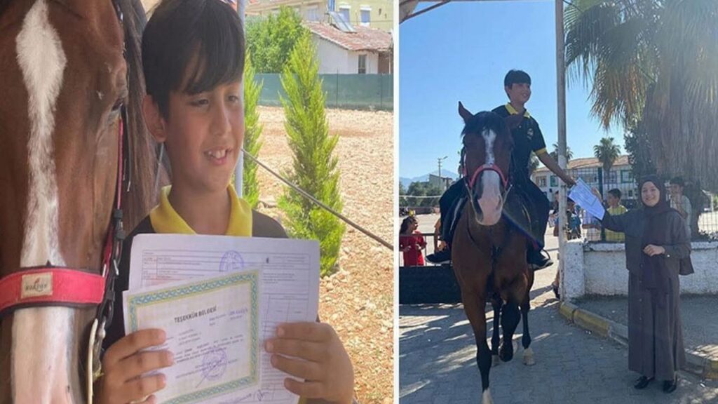 Karneye atla geldi, görenleri hayrete düşürdü!