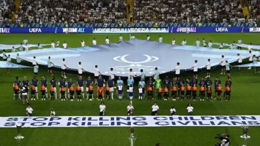 UEFA süper kupa maçında “Sivilleri Öldürmeyi Bırakın” mesajı – Birlik Haber Ajansı