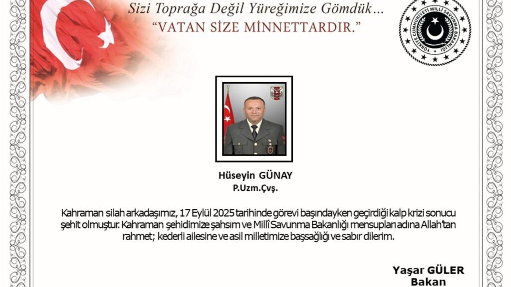Uzman Çavuş Hüseyin Günay görev başında şehit oldu – Birlik Haber Ajansı