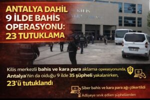 Antalya Dahil 9 İlde Bahis Operasyonu: 23 Tutuklama