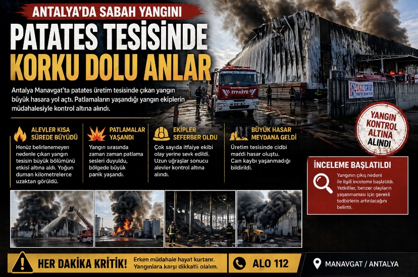 Antalya’da sabah yangını: Patates tesisinde korku dolu anlar