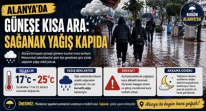 Alanya’da Güneşe Kısa Ara: Sağanak Yağış Kapıda