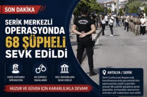Serik merkezli operasyonda 68 şüpheli sevk edildi