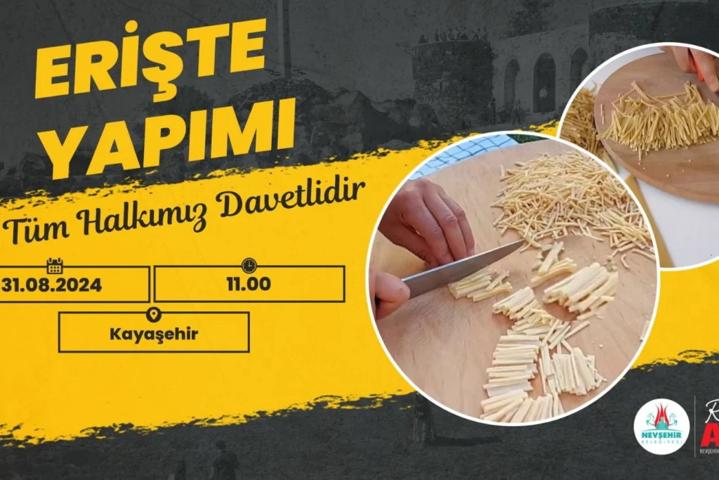 Nevşehir’de kadınlar ihtiyaç sahibi aileler için erişte yapacak